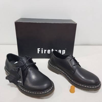 14 X BRAND NEW FIRETRAP LEATHER SHOES IN SIZES JUNIOR 1 AND 2 AND CHILD 11-12 AND 13 - PLEASE NOTE SOME BOXES SLIGHTLY DAMAGED