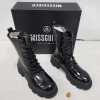 10 X BRAND NEW MISSGUIDED BLACK FAUX LEATHER CHUNKY LACE BOOTS IN SIZE 7 RRP-£45.00 TOTAL RRP-£450.00