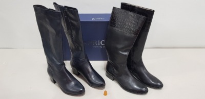 4 X BRAND NEW CAPRICE BOOT LOT CONTAINING 3 X CAPRICE LEATHER HIGH BOOT WITH CROC STYLE IN BLACK SIZE 3.3 - 5.5 - 7 - RRP-£120.00 PP 1 X CAPRICE LEATHER LONG LEG BOOTS IN NAVY SIZE 6 - RRP-£89.00