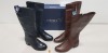 5 X BRAND NEW CAPRICE BOOT LOT CONTAINING 4 X CAPRICE KNEE HIGH LEATHER BOOTS SIZE 3.5 - 4 AND 6 - RRP£79.95 - 1X CAPRICE NAPPA DARK BROWN BOOTS SIZE 4 - RRP-£79.99