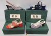 6 X BRAND NEW HB ITALIA SHOE LOT CONTAINING - 4 X HB ITALIA LEOPARD SLING BLACK SHOES SIZE 36-39-40-41 - RRP£79.95 PP - 2 X HB ITALIA VENEZIA SUEDE SANDALS IN 1X NAVY AND SILVER 1X ORANGE WITH GOLD