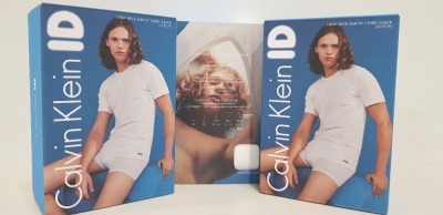 18 X BRAND NEW CALVIN KLEIN 2 PACK OF CREW NECK COTTON SLIM FIT T-SHIRTS IN SIZE SMALL- IN 1 BOX