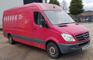 RED MERCEDES SPRINTER 311 CDI LWB DIESEL PANEL VAN 2148CC REG: KV58NHE VIN NUMBER: WDB9066352S350000 FIRST REGISTERED 1/11/2008 3 KEYS HAS V5 MOT UNTIL 3/3/2024 MILEAGE: 127,961