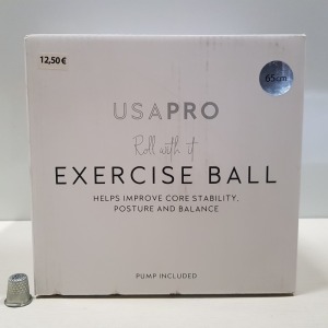 36 X BRAND NEW USA PRO EXERCISE BALL SIZE 65CM WITH PUMP INCLUDED - IN 3 BOXES