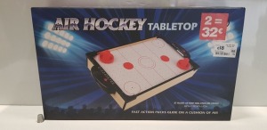 36 X BRAND NEW BOXED AIR HOCKEY TABLE TOP 48CM X 28CM X 6.8CM INCLUDES 2 X PUCKS AND 2 X PADDLES - IN 6 BOXES