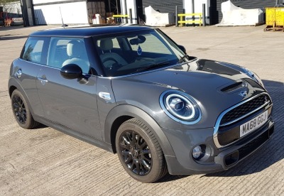 GREY MINI COOPER S PETROL, REG NO: MA68 GGJ, MILEAGE: 14900 ENGINE SIZE: 1998C, 1ST REGISTERED: 17/09/2018, 2 KEYS, WITH V5, MOT UNTIL 16/09/23, AIR CON, SAT NAV, FULL LEATHER SEATING