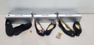 8 X PIECE MIXED BRAND NEW ARA FOOTWEAR LOT CONTAINING - 4 X ARA SLIP ON SHOES SIZE 3.5- 4- 4.5 - £89.00 - 3 X ARA BALLET SHOE SIZE 3- 4 -£49.95 1 X ARA COURT SHOES SIZE 6 - £34.50