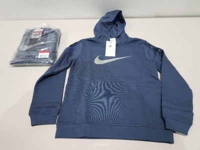 12 X BRAND NEW NIKE KIDS BLUE HOODED JUMPERS SIZE LARGE