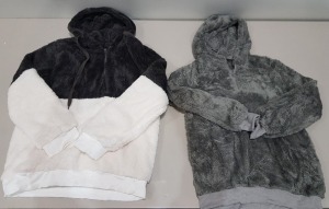 20 X BRAND NEW MIXED TO INCLUDE 10 X BWIV WOMANS QUARTER ZIP BAGGY FLUFFY FLEECE - IN LIGHT GREY - ALL IN SIZE S & 10 X BWIV WOMANS QUARTER ZIP BAGGY FLUFFY HOODIE - IN 2 TONE - LIGHT CREAM AND GREY - ALL IN SIZE XL