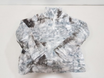 20 X BRAND NEW BWIV WOMANS BAGGY FLUFFY QUARTER ZIP SWEATSHIRTS - ALL IN TIE DYE COLOUR - ALL IN SIZE L