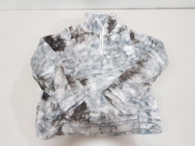 20 X BRAND NEW BWIV WOMANS BAGGY FLUFFY QUARTER ZIP SWEATSHIRTS - ALL IN TIE DYE COLOUR - ALL IN SIZE L