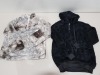 20 X BRAND NEW MIXED BWIV WOMANS BAGGY FLUFFY QUARTER ZIP SWEATSHIRTS - IN MIXED COLOURS TO INCLUDE TIE DYE AND BLACK - IN MIXED SIZES TO INCLUDE UK M / L - IN 2 TRAYS