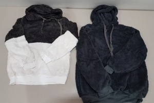 20 X BRAND NEW MIXED BWIV WOMANS BAGGY FLUFFY QUARTER ZIP FLEECES - IN MIXED COLOURS IE PURE WHITE AND GREY / GREY - IN SIZE UK L - IN 2 TRAYS