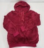 20 X BRAND NEW BWIV WOMANS BAGGY FLUFFY QUARTER ZIP FLEECES - ALL IN DARK RED - ALL IN SIZE UK M - IN 2 TRAYS