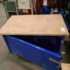 1 X METAL WORK BENCH 1 DOOR WITH WOODEN TOP ON WHEELS