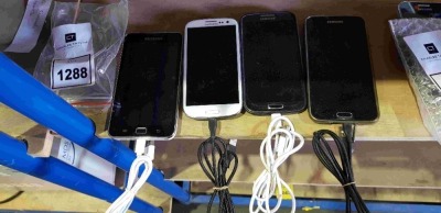 4 X WORKING SAMSUNG SMARTPHONES - INCLUDING CHARGE CABLES - NO POWER BRICK