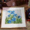 1 X ORIGINAL BLUE POPPIES PAINTING IN FRAME - SIGNED BY ARTIST : ANN LIMBERT