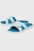 12 X BRAND NEW DUNLOP ADJUSTABLE STRAP PADDED MEMORY FOAM SLIDERS IN WHITE AND BLUE SIZES 4-5-6-7-8- RRP-£25.00 PP -