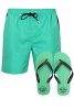 30 X BRAND NEW SOUTH SHORE TURQUOISE GREEN SWIM SHORTS WITH FLIP FLOPS IN SIZES S- L- XL