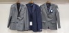 3 X BRAND NEW MIXED SUIT BLAZER LOT TO INCLUDE 1 X ASHTON GUNN GREY BLAZER - SIZE 36 1 X ASHTON GUNN GREY BLAZER - NO SIZE 1 X TIGER OF SWEDEN BLUE BLAZER - SIZE 52