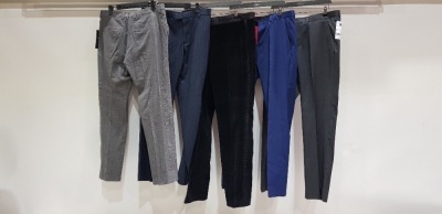 5 X BRAND NEW MIXED SUIT TROUSERS LOT TO INCLUDE 1 X BEN SHERMAN GREY - NO SIZE 1 X HUGO BOSS ROYAL BLUE - NO SIZE 1 X UNBRANDED SUEDE BLACK - SIZE UK 52 1 X LIMEHAUS CHEQUERED NAVY BLUE - SIZE UK 34 1 X HUGO BOSS LIGHT GREY - SIZE UK 50