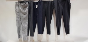 5 X BRAND NEW MIXED SUIT TROUSERS LOT TO INCLUDE 1 X DKNY BLACK - SIZE 38 1 X RETRO 72 CHEQUERED WHITE AND WHITE - NO SIZE 1 X UNBRANDED BLACK - WAIST 38 1 X UNBRANDED GREY - WAIST 32 1 X PEPE JEANS CHEQUERED NAVY BLUE - SIZE 32