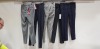 5 X BRAND NEW MIXED SUIT TROUSERS LOT TO INCLUDE 1 X HUGO BOSS CHEQUERED GREY - SIZE 50 1 X UNBRANDED CHEQUERED WHITE AND BLACK - SIZE 34 1 X LIMEHAUS FLORAL PRINT NAVY BLUE - SIZE 34 1 X HUGO BOSS BLACK - SIZE 30 1 X HUGO BOSS NAVY BLUE - NO SIZE