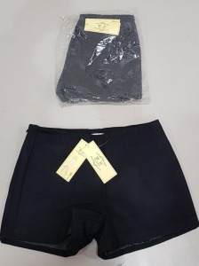 300 X BRAND NEW MIAOZAI FELT BLACK SHORTS - ALL IN MIXED SIZES TO INCLUDE S / M / 2 XL