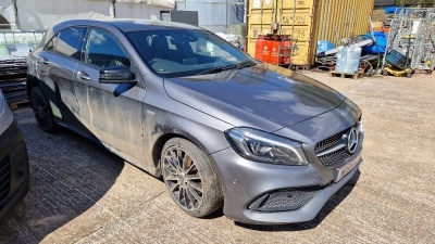 GREY MERCEDES-BENZ A180 WHITEAERT D 5 DOOR HATCH BACK 1461 CC FIRST REGISTERED 31/10/2017 REG : M155XCY MILEAGE: 111,082 VIN NO: WDD1760122J699728 KEY (BUT NOT ACTIVATED SO CANT START VEHICLE) NO V5 MOT EXPIRES 19/5/2023