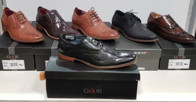 6 X BRAND NEW MIXED SHOES LOT CONTAINING 5X CHENGBO GOOR LEATHER BROGUES IN BROWN AND BLACK 4X SIZE 13 - 1X SIZE 6 - 1X FRONT LONDON DUKE BLACK SHOES SIZE 10