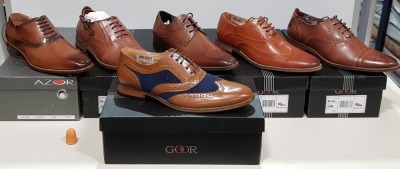 6 X BRAND NEW CHENGBO GOOR LEATHER BROGUES TAN AND BROWN AND TAN/NAVY IN SIZE 10