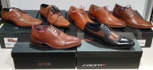 7 X BRAND NEW FRONT LONDON, CHENGBO GOOR AND ROUTE 21 LEATHER BROGUES IN TAN - BROWN AND BLACK/TAN IN SIZE 7