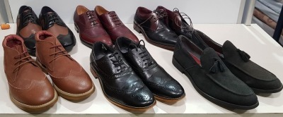 6 X PAIRS OF OF MIXED SHOES CONTAINING BLACK LOAFERS - VARIOUS LEATHER BROGUES IN BROWN IN VARIOUS SIZES