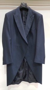 10 X EX HIRE TORRE MORNING COATS IN NAVY IN VARIOUS SIZES I.E 34R-46S- 46R- ETC