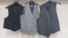 15 X EX HIRE TORRE HEIRLOOM WAIST COATS IN GREY AND BLACK - NAVY AND TWEED IN VARIOUS SIZES I.E 48R - 40 - 42R ETC