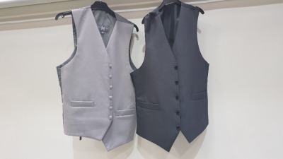 15 X EX HIRE TORRE AND HEIRLOOM WAIST COATS IN CHARCOAL AND SILVER IN VARIOUS SIZES I.E 40 - 42 - 38 - ETC