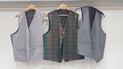 10 X HEIRLOOM - ST DAVIDS WAIST COATS IN SILVER - CHARCOAL AND TWEED IN VARIOUS SIZES I.E 38 48 40 - ETC