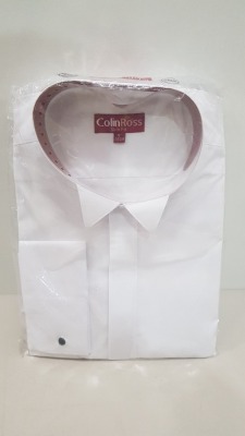 20 X BRAND NEW COLIN ROSS PACKAGED WHITE SHIRTS IN VARIOUS SIZES