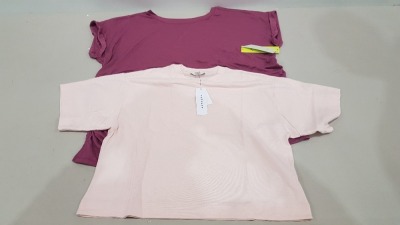 39 PCS OF BRAND NEW WOMENS RETAIL CLOTHING IE. 15 X GEORGE ACTIVE PLUM COLOURED T-SHIRTS (SIZE XS) RRP £10 PP TOTAL £150 PLUS 24 X BRAND NEW TOPSHOP PINK T-SHIRTS - (SIZE XS) - RRP £10.00 - TOTAL £240 GRAND TOTAL £390 - IN 2 TRAYS (NOT INC.)