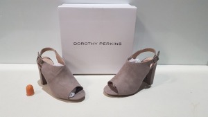 14 X BRAND NEW PAIRS OF DOROTHY PERKINS OPEN TOE HEELED SANDALS (12 X SIZE 3, 2 X SIZE 4)