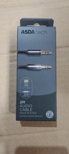 250 X BRAND NEW ASDA TECH 2 METER AUDIO CABLE - GOLD PLATED ( 3.5 MM TO 3.5 MM MALE TO MALE )