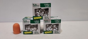 16,800 X BRAND NEW 5MM ROUND CABLE CLIPS - ALL IN WHITE ( IN BOXES OF 100 ) - IN 1 TRAY ( TRAY INCLUDED )