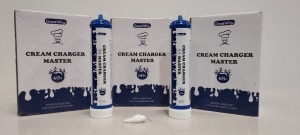 18 X BRAND NEW 615G GREATWHIP CREAM CHARGER MASTER BOTTLES - NITROUS OXIDE (E942) (N20 FOOD GRADE ) - STRICTLY TO BE PURCHASED FOR COMMERCIAL USE ( IN 3 BOXES )