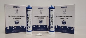 18 X BRAND NEW 615G GREATWHIP CREAM CHARGER MASTER BOTTLES - NITROUS OXIDE (E942) (N20 FOOD GRADE ) - STRICTLY TO BE PURCHASED FOR COMMERCIAL USE ( IN 3 BOXES )