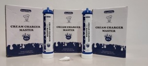 18 X BRAND NEW 615G GREATWHIP CREAM CHARGER MASTER BOTTLES - NITROUS OXIDE (E942) (N20 FOOD GRADE ) - STRICTLY TO BE PURCHASED FOR COMMERCIAL USE ( IN 3 BOXES )