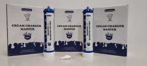 18 X BRAND NEW 615G GREATWHIP CREAM CHARGER MASTER BOTTLES - NITROUS OXIDE (E942) (N20 FOOD GRADE ) - STRICTLY TO BE PURCHASED FOR COMMERCIAL USE ( IN 3 BOXES )