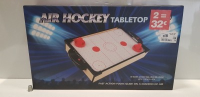 48 X BRAND NEW BOXED AIR HOCKEY TABLE TOP 48CM X 28CM X 6.8CM INCLUDES 2 X PUCKS AND 2 X PADDLES - IN 8 BOXES