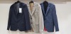 6 X BRAND NEW MIXED DESIGNER BLAZER LOT IE CALVIN KLEIN BLACK - SIZE 56 DRAGO NAVY BLUE - NO SIZE HUGO BOSS BLACK - NO SIZE, HUGO BOSS NAVY BLUE - 38 REG TIGER OF SWEDEN CREAM - SIZE 52 LIMEHAUS DOTTED BLACK - 42 REG - 2