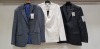 6 X BRAND NEW MIXED DESIGNER BLAZER LOT IE KINGS GREY - SIZE CHEST 38 SKOPES CHEQUERED GREY - SIZE 42 HUGO BOSS SILK WHITE - NO SIZE ASHTON GUNN GREY - SIZE 36 ASHTON GUNN GREY - NO SIZE TIGER OF SWEDEN BLUE - SIZE 52