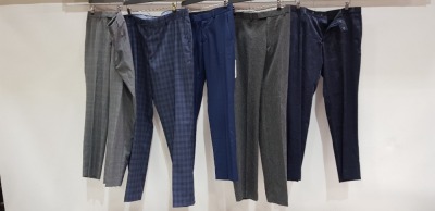 10 PAIRS OF BRAND NEW DESIGNER MIXED TROUSERS LOT IE. SKOPES CHEQUERED NAVY BLUE - SIZE 42, LIMEHAUS SLIM FIT NAVY BLUE - SIZE 30 WAIST RACING GREEN GREY - SIZE 36 WAIST, HUGO BOSS MAROON RED - SIZE40, UNBRANDED CHEQUERED GREY - SIZE 42, LIMEHAUS FLORAL